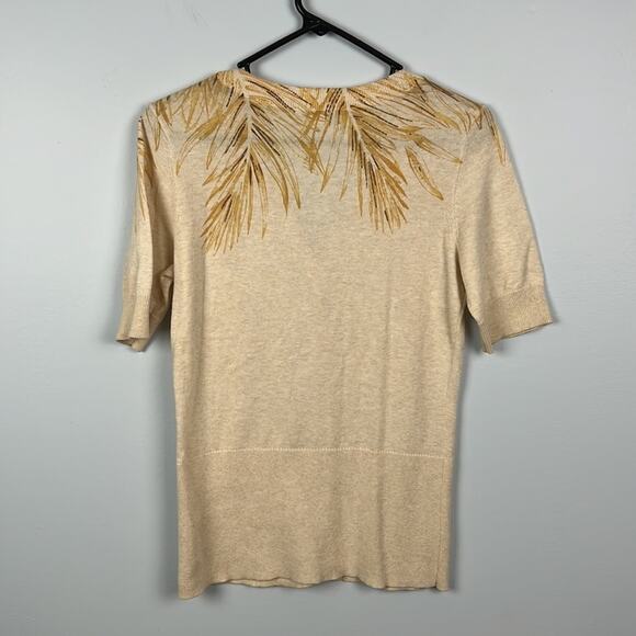 Pendleton cotton wheat patterned knit short sleeved button-down cardigan - Picture 6 of 10